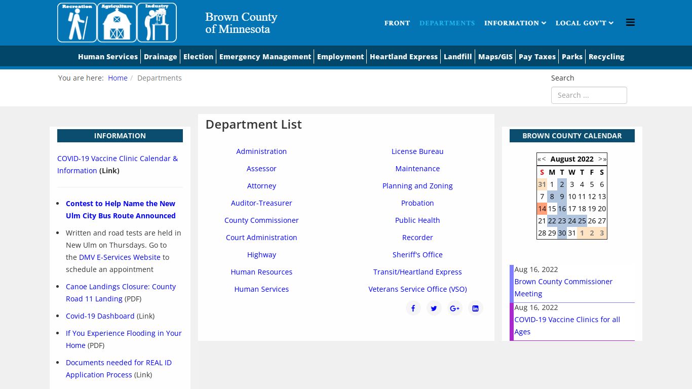 Brown County - Departments - Brown County, Minnesota